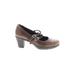 Clarks Mule/Clog: Pumps Chunky Heel Casual Brown Solid Shoes - Women's Size 6 - Round Toe