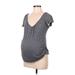 Motherhood Short Sleeve T-Shirt: Gray Solid Tops - Women's Size Medium Maternity