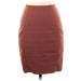 Express Casual Pencil Skirt Knee Length: Burgundy Print Bottoms - Women's Size 00