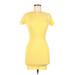 Zara Casual Dress - Mini Crew Neck Short sleeves: Yellow Solid Dresses - Women's Size Medium