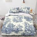 LENTLY Motif of Toile De Jouy Bedding Set 3D Duvet Cover Set Soft Microfiber Quilt Cover with Pillowcases, Comforter Cover 3 Piece Set King（220x240cm）