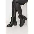 Wide Fit Leather Look Heeled Chealsea Boots