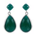 Verde Onyx , White Zircon Earring in Rhodium Overlay Sterling Silver 27.60 ct 27.600 Ct.