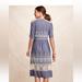 Anthropologie Dresses | Anthropologie Moulinette Soeurs Embroidered Midi Dress Size 2. | Color: Blue/Cream | Size: 2