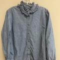 J. Crew Tops | J. Crew Chambray Ruffle Long Sleeve 8 Blouse Top Denim S | Color: Blue | Size: 8