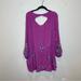 Free People Dresses | Free People Purple Embroidered Oxford Long Sleeve Floral Swing Dress Mini | Color: Purple | Size: M