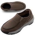 AEHO Extra Large Shoes Leather Mens Running Walking Tennis Mens Slip-On Loafers Moccasin Slippers Men Casual House Driving Shoes Breathable Lightweight Sneakers,Brown,45/275mm