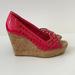 Jessica Simpson Shoes | Jessica Simpson Tamandy Hot Fuchsia Pink Woven Peep Toe Wedge Heels Size 10b | Color: Pink | Size: 10