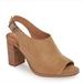 Madewell Shoes | Madewel The Cary Tan Suede Slingback Peep Toe Block Heels Size 9 | Color: Tan | Size: 9