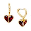 Kate Spade Jewelry | Kate Spade Rock Solid Heart Huggies Earrings | Color: Gold/Red | Size: Os