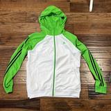 Adidas Tops | Adidas Track Jacket W/Hoodie Womens Xl Green/White/Black | Color: Green/White | Size: Xl