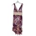 Free People Dresses | Free People Purple Floral Print Flounce Empire Waist Sleeveless Midi Dress | Color: Cream/Purple | Size: 12