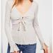 Free People Tops | Intimately Free People Top Large Glitter Say When Tie Front Bell Sleeve Shirt | Color: Cream | Size: L