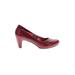 Tsubo Heels: Pumps Chunky Heel Classic Burgundy Solid Shoes - Women's Size 6 1/2 - Round Toe