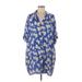 Rag & Bone Casual Dress - Shift Collared 3/4 sleeves: Blue Floral Dresses - Women's Size Medium