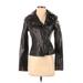 Free People Faux Leather Jacket: Short Black Print Jackets & Outerwear - Women's Size 2