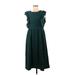 Casual Dress - A-Line Crew Neck Sleeveless: Green Print Dresses - Women's Size Medium