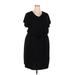 32 Degrees Casual Dress - Mini V-Neck Short sleeves: Black Print Dresses - Women's Size 2X