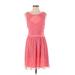 Guess Casual Dress - Mini Scoop Neck Sleeveless: Pink Print Dresses - Women's Size 4