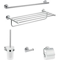 Badaccessoire-Set HANSGROHE, grau (chrom), Kunststoff, Badaccessoires-Sets, 5-teilig, chrom