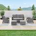 AOOLOMICS 7Pcs Patio Furniture Gray PE Wicker Conversation Sofa Set