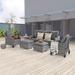 LIVOOSUN 7Pcs Patio Furniture Grey Rattan Sofa Sets with Side Table