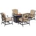 Hanover Traditions 5-Piece Seating Set in Tan with a 30,000 BTU Fire Pit Table