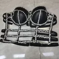 2024 PU leather sling tube top bra women large size bralette hollow out sexy underwear women's slim