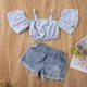 Sommer Baby Sets Nette Kinder Baby Mädchen Weg Schulter Rüschen Floral Gedruckt Crop Tops T-Shirt