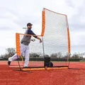 Portable 7x7FT Baseball Softball Pitcher Protection Net with Frame Protector L Screen Pitching