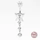 Shiny Zircon Butterfly Belly Ring 925 Sterling Silver Belly Button Ring Nail Navel Piercing