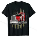 Patriotic Truck Driver American Flag Shirt Trucker Gifts Men Slim Fit Camisa Top t-Shirt Cotton Top