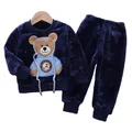 Baby Boy Winter Sets Plush Hooded Jacket 2pcs Children's Casual Outfit Suits Kids Arctic Velvet