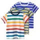 Bunte Streifen T-Shirt für Jungen Sommer neue lässige Kurzarm Tops Kinder kleidung Kinder kleidung