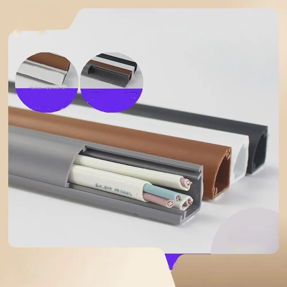 PVC-Dreiecksschlitz-Bodenschnurabdeckung, selbstklebender Kabelschutz, Verlängerungskabelkanal, elektrischer Drahtschlitz, Kabelverwaltung Image