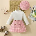 Ensemble robe et chapeau à carreaux pour bébé fille robe à carreaux haut à carreaux bérets longs