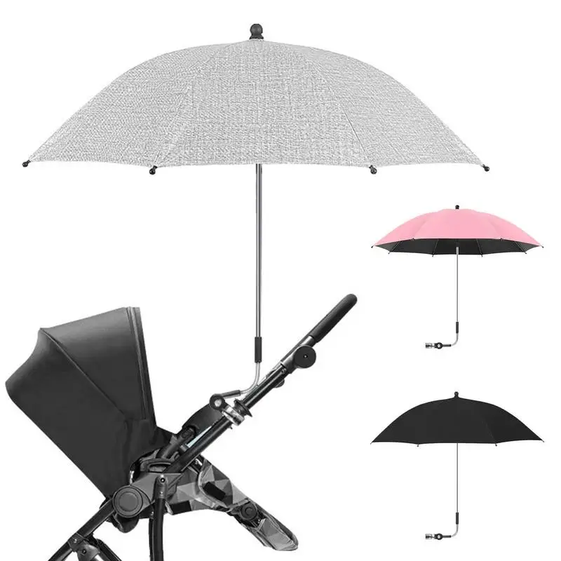 Tragbarer Kinderwagen Sonnenschirm Universal wasserdichter Kinderwagen Regenschirm mit Klemme Grad verstellbar für Trolley Fahrrad Rollstuhl