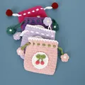 1pc süße hand gewebte Münz tasche gestrickte Woll häkel tasche Mini-Wickelt asche fertig Kinder süße