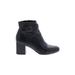 Via Spiga Boots: Strappy Chunky Heel Classic Black Solid Shoes - Women's Size 7 - Round Toe