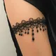 Bohemia Sexy Black White Lace Crystal Tassel Fashion Trend Anklet Festival Outfit Women Thigh Chain