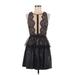 BCBGMAXAZRIA Casual Dress - Party Plunge Sleeveless: Black Solid Dresses - Women's Size 6