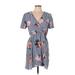 Speed Control Casual Dress - Wrap: Blue Floral Dresses - Women's Size Large