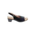 Flats: Slingback Chunky Heel Casual Black Print Shoes - Women's Size 40 - Open Toe