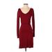 BCBGMAXAZRIA Cocktail Dress - Sweater Dress: Burgundy Dresses - Women's Size Small