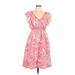 Merona Casual Dress - A-Line V-Neck Short sleeves: Pink Dresses - Women's Size 12
