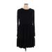 Ann Taylor LOFT Casual Dress - A-Line Crew Neck Long sleeves: Black Solid Dresses - Women's Size X-Large