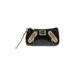 Betseyville By Betsey Johnson Leather Wristlet: Embossed Black Print Bags