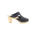 Maguba Mule/Clog: Slip-on Chunky Heel Casual Black Solid Shoes - Women's Size 37 - Round Toe