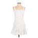 ALEXIS for Target Casual Dress - A-Line Square Sleeveless: White Print Dresses - Women's Size X-Small