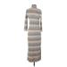Banana Republic Casual Dress - Midi High Neck Long sleeves: Gray Print Dresses - Women's Size Small